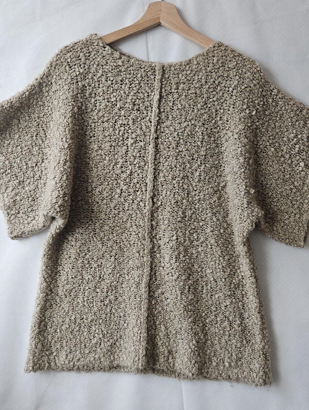 Cheap Monkey Cozy Bouclé Knit Short-Sleeve Top in Beige Size M Swedish Brand